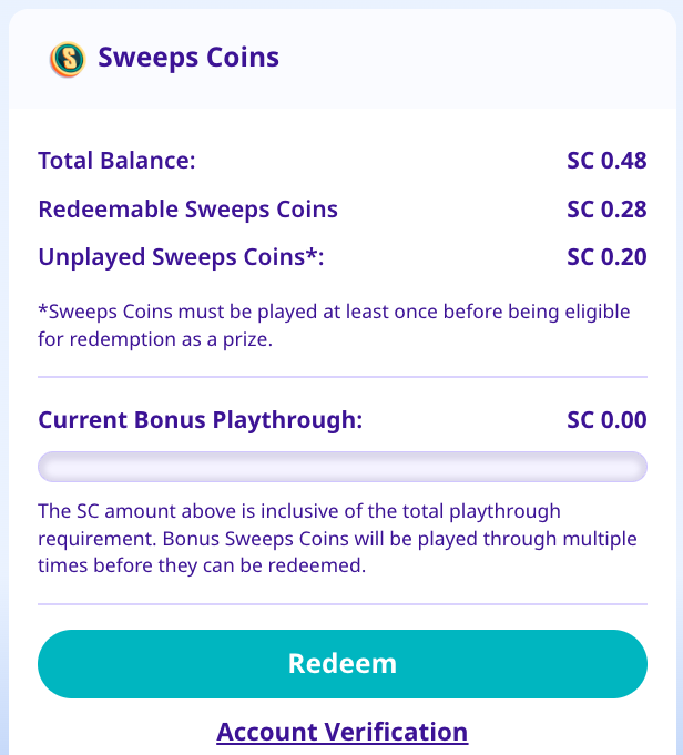 High 5 Casino bonus playthrough meter